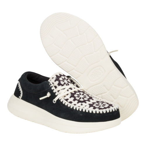 Wendy Comf Suede Crochet - Black/Multi