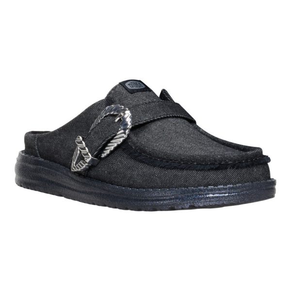Wendy Slip Buckle Denim - Black/Black